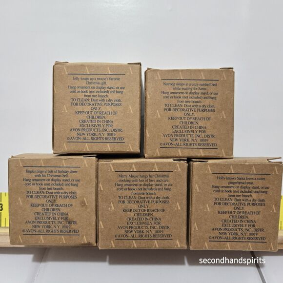 Avon A Merry Little Christmas  Miniature Mouse Ornaments. Lot Of 5 - Picture 8 of 8